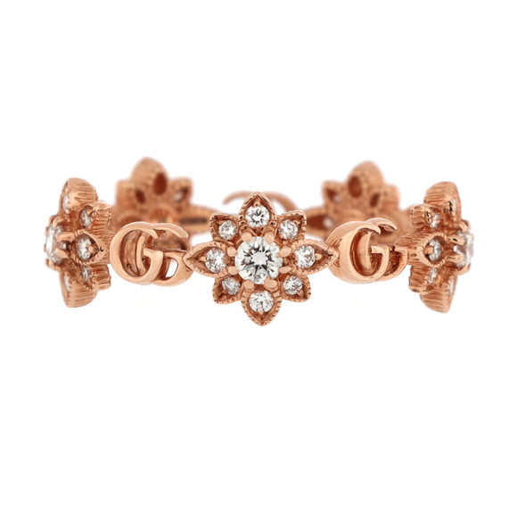 Gucci  GG Flora Ring 18K Rose Gold with Diamonds - Picture 1 of 3